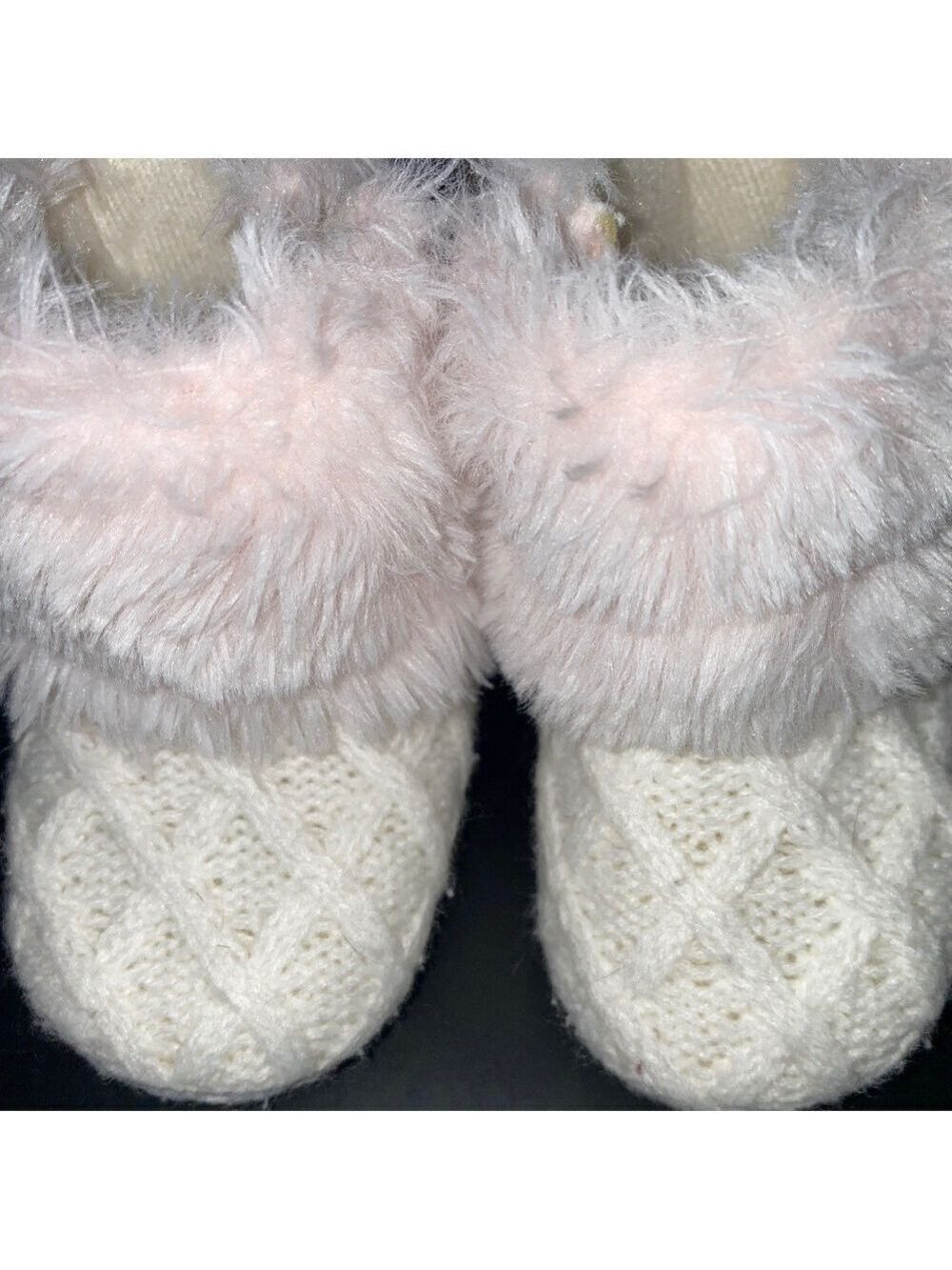 Stepping Stones Baby Faux Fur Cuff Cable Knit Boot NWOT